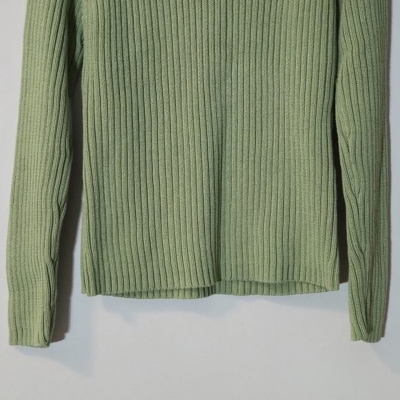Reitmans XL Sage Green 100% Cotton Asymmetrical Zip Ribbed Sweater - Picture 3 of 12